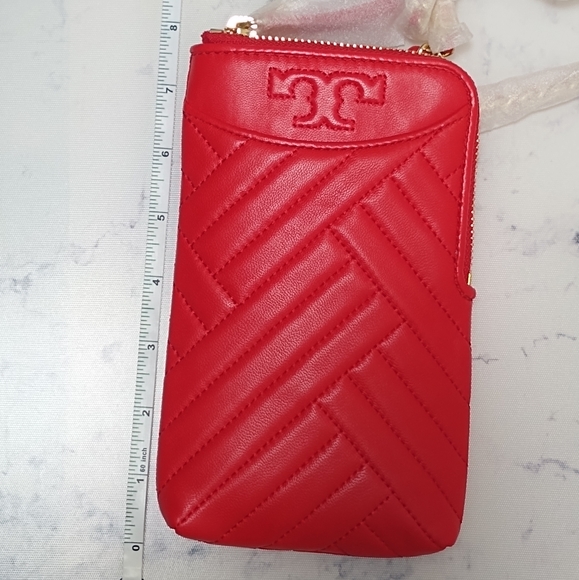 Tory Burch Alexa Phone Crossbody Bag Purse in Brilliant Red - Picture 11 of 12
